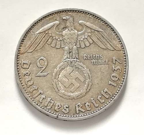 GERMANY 1937A THIRD REICH 2 REICHSMARK **SILVER**