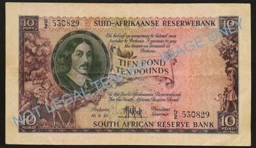 M H DE KOCK 1955 10 POUND  NOTE