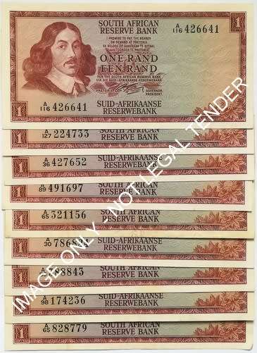 G RISSIK 1966 1 RAND 2ND ISSUE (9 NOTES) **BID PER NOTE**