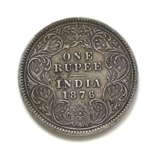 BRITISH INDIA 1876 SILVER RUPEE