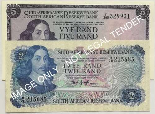T W DE JONGH 2 + 5 RAND EF (2 NOTES)