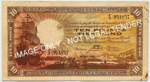 J POSTMUS 1943 TEN POUNDS **ONLY ISSUE**