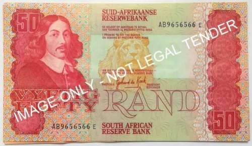 G P C DE KOCK 50 RAND VF+ (5 NOTES SEQUENCE) **BID PER NOTE**