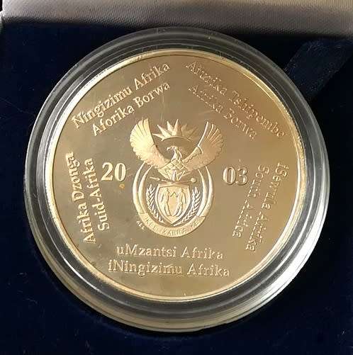2003 2 RAND 1 OUNCE **SILVER** PROOF COIN "MARTIALS + BATELEUR EAGLES"