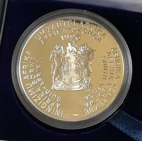 1996 2 RAND 1 OUNCE **SILVER** PROOF COIN "AFRICAN CUP OF NATIONS"