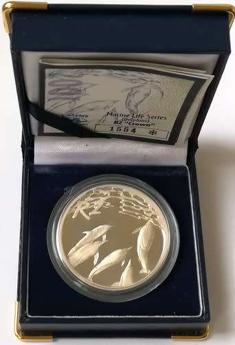 2001 2 RAND 1 OUNCE **SILVER** PROOF COIN "DOLPHINS"