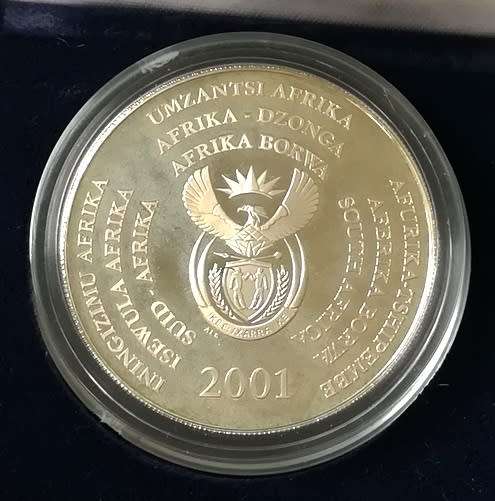 2001 2 RAND 1 OUNCE **SILVER** PROOF COIN "DOLPHINS"