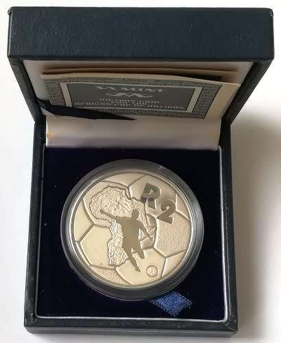 1996 2 RAND 1 OUNCE **SILVER** PROOF COIN "AFRICAN CUP OF NATIONS"