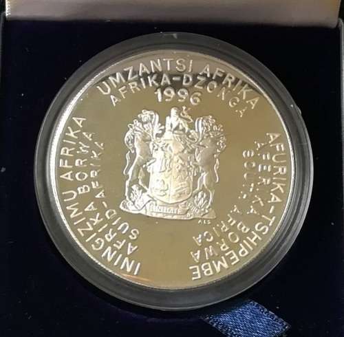 1996 2 RAND 1 OUNCE **SILVER** PROOF COIN "AFRICAN CUP OF NATIONS"