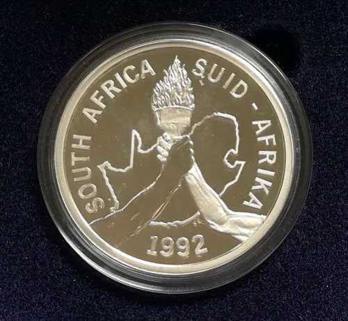 1992 2 RAND 1 OUNCE **SILVER** PROOF COIN "OLYMPICS BARCELONA"