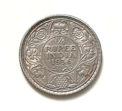 INDIA 1936 SILVER 1/4 RUPEE