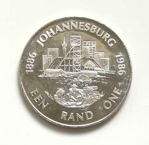 1986 R S A SILVER 1 RAND "JOHANNESBURG (1886-1986)" UNC