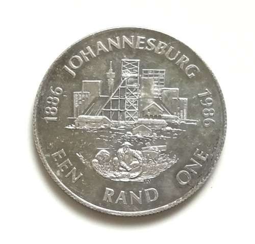 1986 R S A SILVER 1 RAND "JOHANNESBURG (1886-1986)" UNC