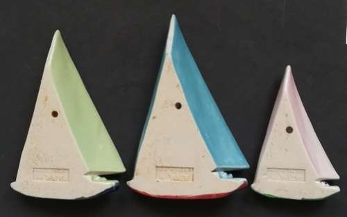 IRISH WADE "SAILINH SHIPS/YACHTS" SET 3 GRADUATED HEIGHT 80-110MM