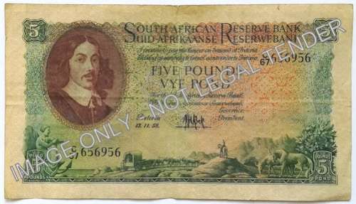 M H DE KOCK 1958 5 POUNDS **FILLER NOTE**