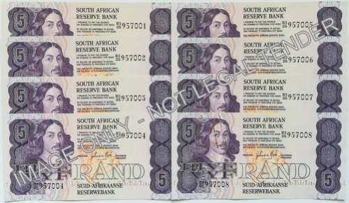 G P C DE KOCK 1981 2ND ISSUE 5 RAND VF 8 NOTES SEQUENCE