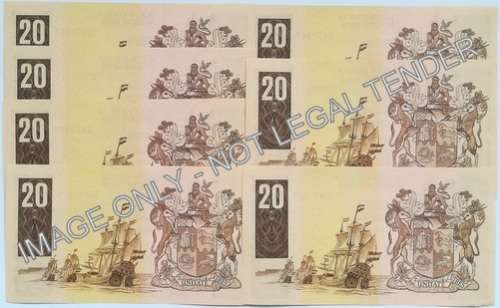 GERHARD DE KOCK 1981 2ND ISSUE 20 RAND VF+ 7 NOTES SEQUENCE **BID PER NOTE**