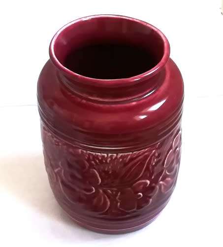 LUCIA WARE MAROON/RED FLORAL VASE 160MM