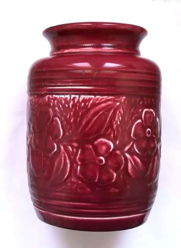 LUCIA WARE MAROON/RED FLORAL VASE 160MM