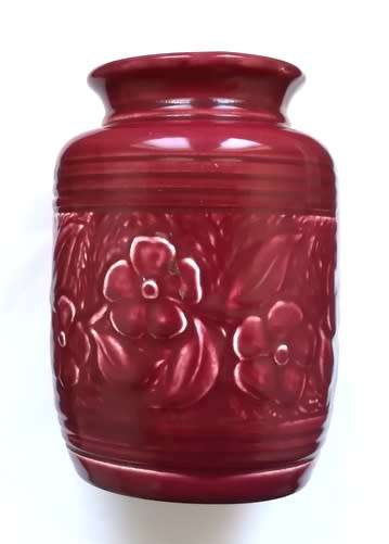 LUCIA WARE MAROON/RED FLORAL VASE 160MM