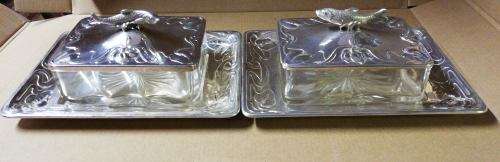 PAIR W M F ART NOUVEAU SARDINE SERVERS/DISHES - ORIGINAL GLASS **EXCELLENT** 220MM