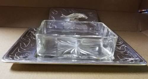 PAIR W M F ART NOUVEAU SARDINE SERVERS/DISHES - ORIGINAL GLASS **EXCELLENT** 220MM