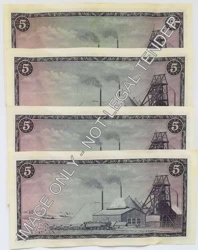 T W DE JONGH 5 RAND 1ST ISSUE 4 NOTES SEQUENCE **BID PER NOTE**