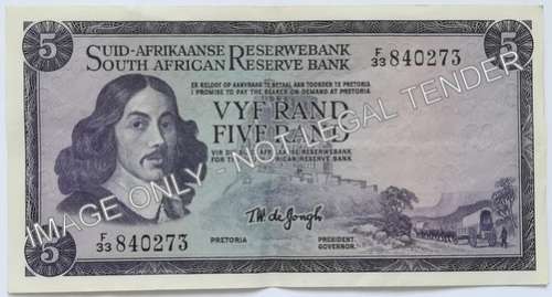 T W DE JONGH 5 RAND 1ST ISSUE