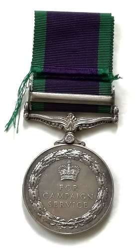 FULL SIZE GSM SILVER 1962 SOUTH ARABIA MEDAL 23893741 CPL T SALLANTYNE