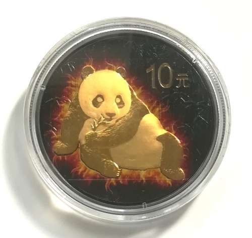 2015 1 OZ SILVER CHINESE PANDA 10 YUAN COLOURIZED
