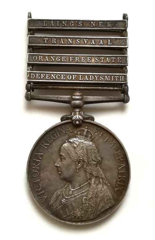BOER WAR - QSA 4 BARS-LAINGS NEK,TVL,OFS,DEFENCE OF LADYSMITH 379 TPR IH MONTGOMERY NATAL CARBINEERS