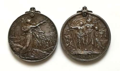 BOER WAR - 2 MEDALS-KSA + NATAL NATIVE REBELLION 192 CPL QH MONTGOMERY NATAL V C R - NO CLASPS
