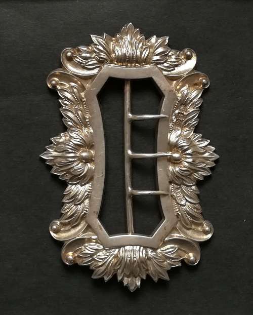 BIRMINGHAM 1891 STERLING SILVER BELT BUCKLE 80 X 55 MM 33 GRAMS