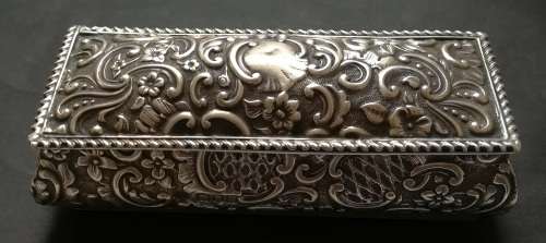 ART NOUVEAU STERLING SILVER LONDON 1902 JEWELLERY TRINKET BOX 40X55X125MM 120 GRAMS **EXCELLENT**