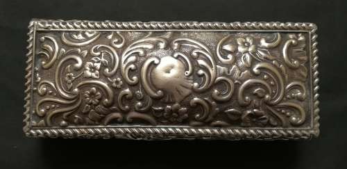ART NOUVEAU STERLING SILVER LONDON 1902 JEWELLERY TRINKET BOX 40X55X125MM 120 GRAMS **EXCELLENT**