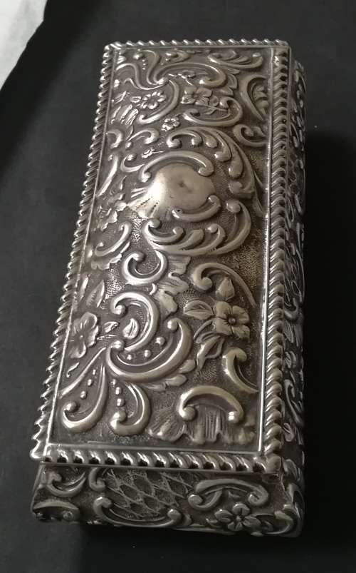 ART NOUVEAU STERLING SILVER LONDON 1902 JEWELLERY TRINKET BOX 40X55X125MM 120 GRAMS **EXCELLENT**