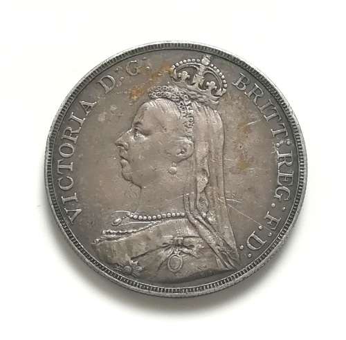 GREAT BRITAIN 1899 SILVER CROWN **NIKS TO RIM**