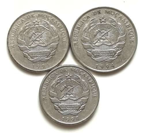 MOZAMBIQUE 1994 500 + 1000 + 1998 5000 METICALS (3 COINS)