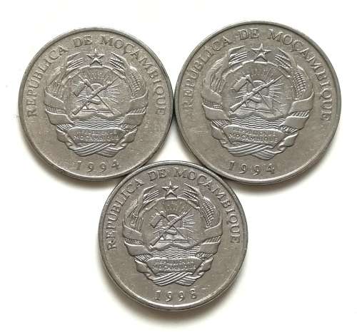 MOZAMBIQUE 1994 500 + 1000 + 1998 5000 METICALS (3 COINS)