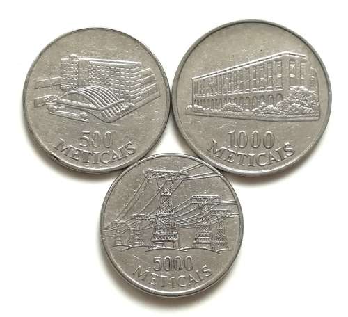 MOZAMBIQUE 1994 500 + 1000 + 1998 5000 METICALS (3 COINS)