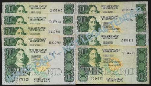 GERHARD DE KOCK 10 RAND 2ND ISSUE (9 NOTES) **BID PER NOTE**