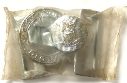 RHODESIAN ARMY STABLE BELT BUCKLE "SIT NOMINEE DIGNA" CHROME UNUSED IN ORIGINAL PACKET