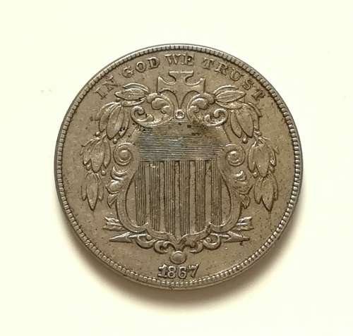 UNITED STATES 1867 SHIELD NICKEL 5 CENTS