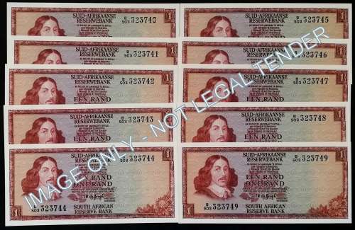 T W DE JONGH 1 RAND 3 RD ISSUE EF (10 NOTES SEQUENCE)