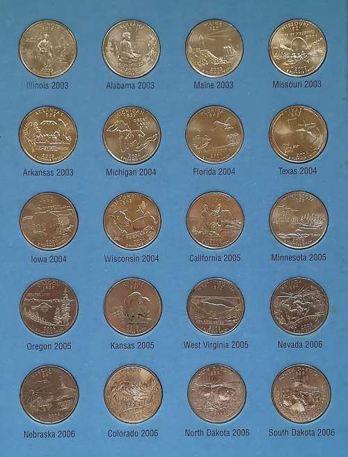 STATEHOOD QUARTERS FOLDER COMPLETE SET 1999-2009 MISSING 1