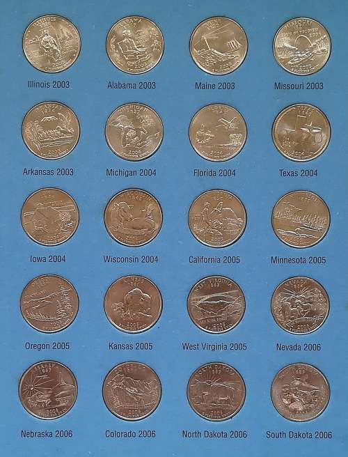 STATEHOOD QUARTERS FOLDER COMPLETE SET 1999-2009 MISSING 2