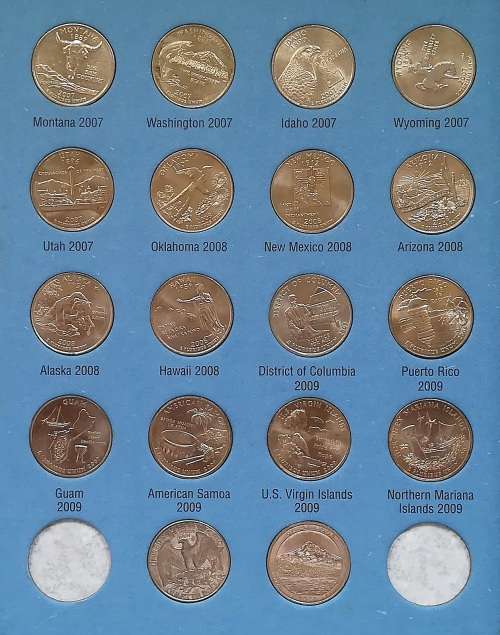 STATEHOOD QUARTERS FOLDER COMPLETE SET 1999-2009 MISSING 2