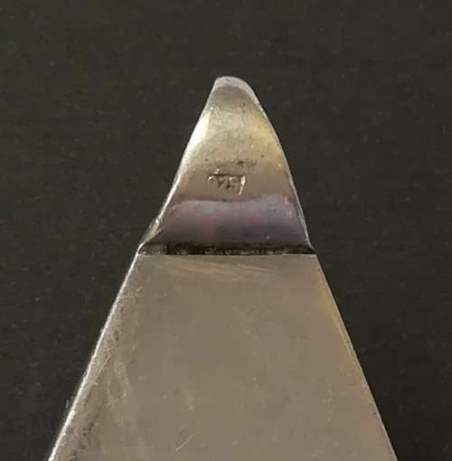 LARGE MID CENTURY MODERNIST STERLING SILVER + AMBER PENDANT 24 GRAMS 28X55MM