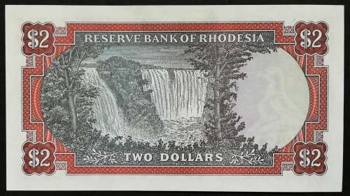 RHODESIA 1979 2 DOLLAR EF BIRD WATERMARK