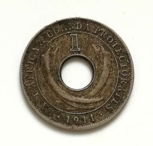 EAST AFRICA + UGANDA PROTECTORATES 1911H 1 CENT